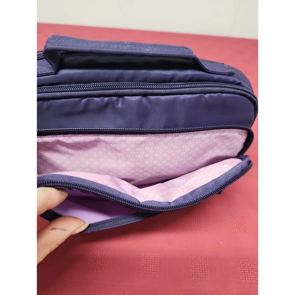 Lug Scoop Medium Top Handle Crossbody Bag In Purple RFID Pocket Travel Friendly